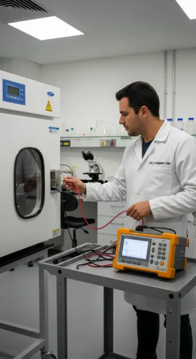 Técnico realizando calibración en sitio con condiciones controladas